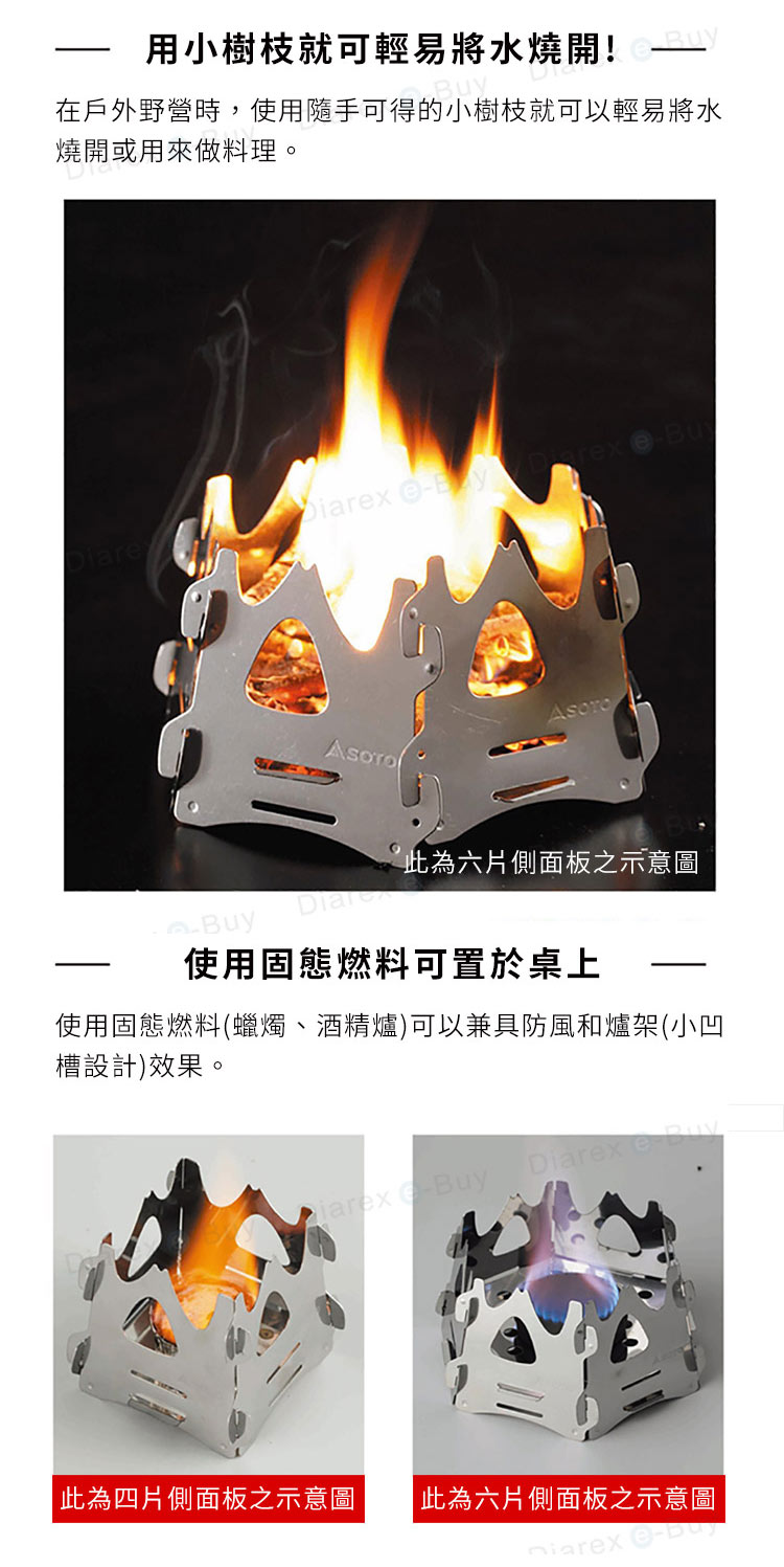 適用於野營,以小樹枝即可生火料理