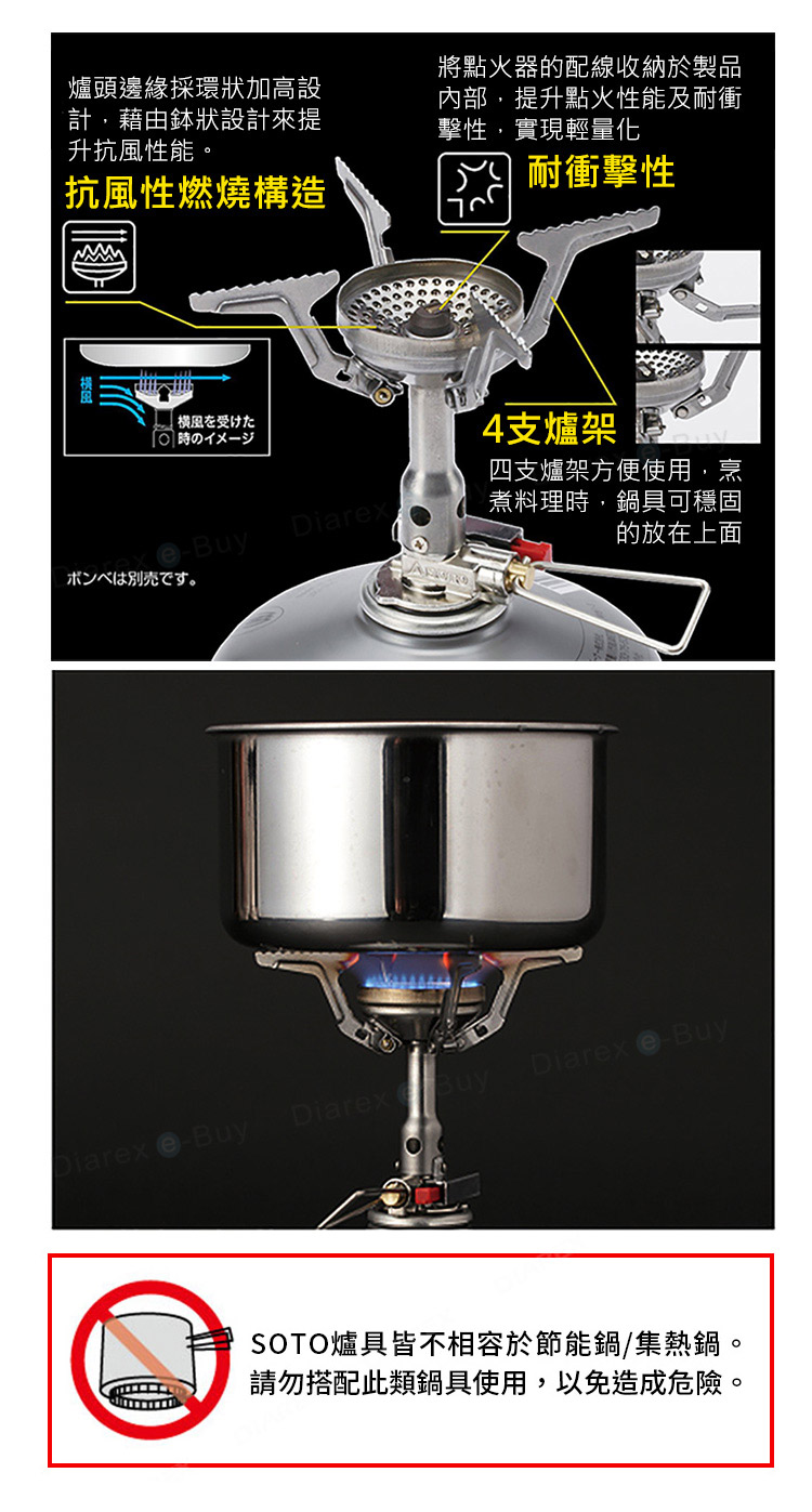 四支爐架使用更穩固