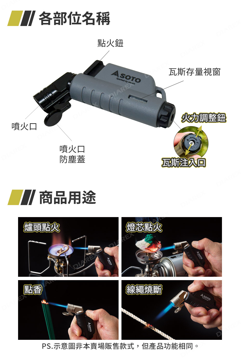 集中式火焰輸出，抗風適用戶外