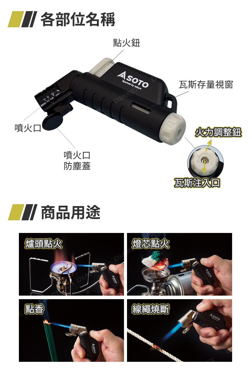 集中式火焰輸出,抗風適用戶外