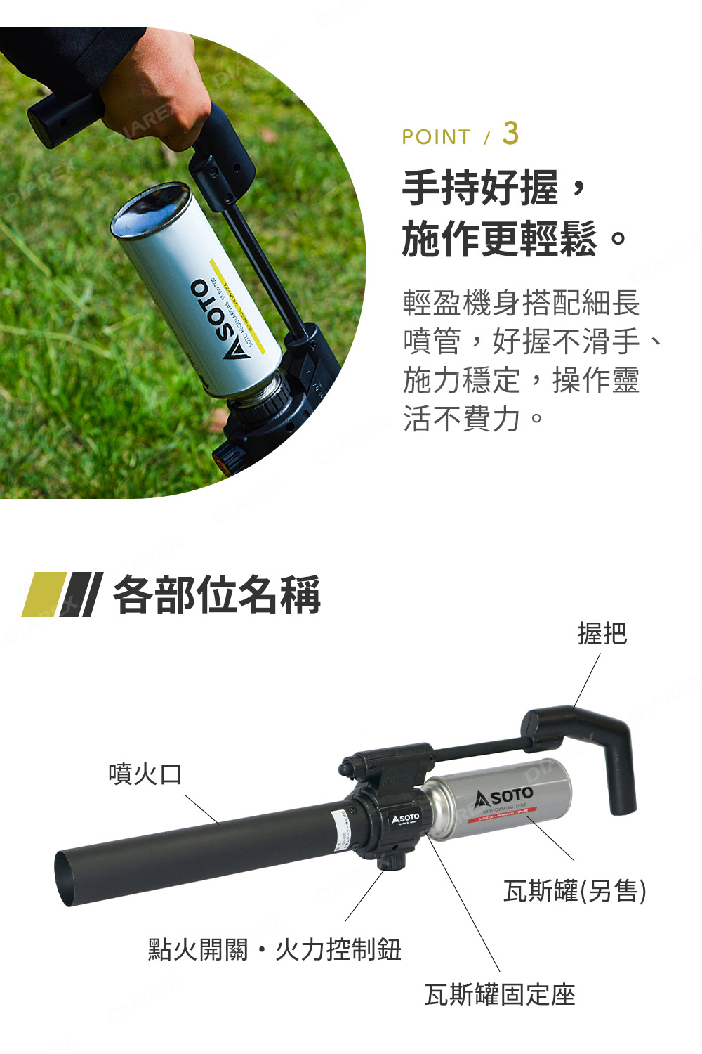 適用園藝除草、生火點燃、工藝加熱