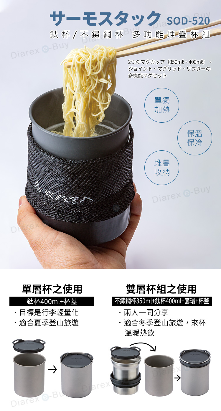 雙層杯搭配套環可做為保溫/保冷杯