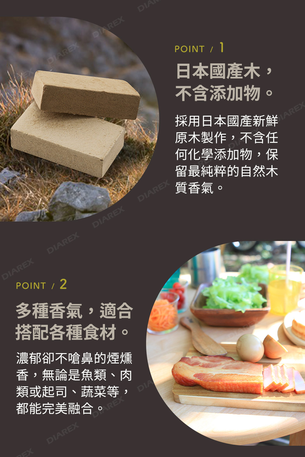 嚴選木材，適用於燻製肉類